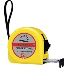 Çelik Şerit Metre, 5 Metre, 25 mm Genişlik, Otomatik Kilitli, Askılı, Dayanıklı Gövde, Otomatik Geri Sarma, Profesyonel Ölçüm Aleti