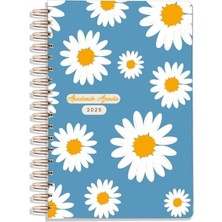 2025 A5 Papatya  Spiralli 15X21 cm - 105 Ad. Sticker Hediyeli - Lastikli