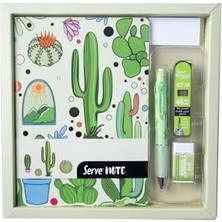 Defter Setı - Desenli Elma Yeşili Özel Kutuda