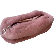 HDY Store Melsea Kalem Kutusu Kalpli Peluş Aksesuar Pembe Renk Afrika Deseni ile Şık Tasarım