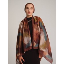 AYSHARA Fırça Desenli Tek Taraflı Şal - Kiremit