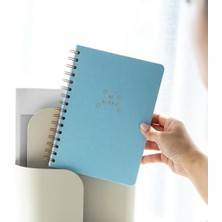 Paperora A5 Spiralli Sert Kapak Keten Çizgili Tarihsiz Not Defteri Mavi