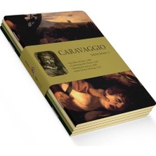 Saint Series I - A5, Caravaggio 4'lü Defter Seti Iıı, Çizgisiz, Toplam 256 Sayfa, Her Biri 64 Sayfa, Tel Dikiş, Esnek Kapak, Oval Kenar, Tuval Doku, 60 Gram, Sarı Krem Renk