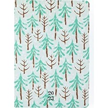 , Lotus A5 Çam Ağacı Desenli Sert Karton Kapaklı 2023 Haftalık Ajanda, 128 Yaprak, Çizgisiz