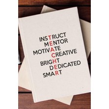 Hediyesepeti Öğretmenler Günü Hediyesi Teacher Kelime Tasarımlı Kanvas Defter