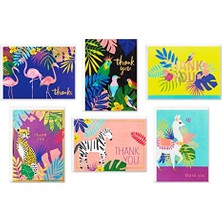 Teşekkür Kartı Çeşitliliği, Tropik Hayvanlar (Zarflı 24 Çeşitli Teşekkür Notları - Çita, Llamas, Zebralar, Flamingolar, Kuşlar)