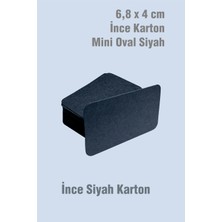 Örün Matbaa Siyah Mini Oval 6,8 x 4cm Ebat 100 Adet Oval Baskısız Boş Kartvizit 250 gr Ince Karton