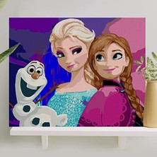 Sayılarla Boyama Tuval Seti Fırça Boya Dahil (Çıtalı) 40X50 cm - Elsa & Karlar Ülkesi