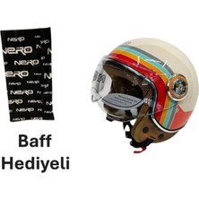 Nero TK06 Çenesiz Yarım Kask Krem -Turuncu (S) + Baff Hediyeli