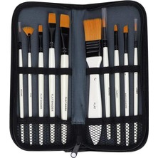 Hannah 10 Adet Sanatçı Boya Fırçası Seti Sentetik Fırça Suluboya Yağlı Boya Akrilik Fırça Fermuarlı Kılıflı