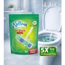 Wellnax Wc Blok Çam Kokulu 5'li Aile Paketi – Tuvalet Temizleyici Koku Blok, Uzun Süreli Ferahlık ve Hijyen