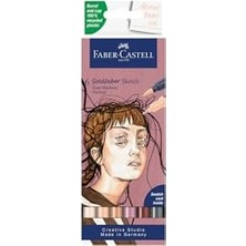 Faber-Castell Gofa Sketch Portre Markör Seti, 6’lı, Çift Uçlu, 0.6 mm Fineliner Uç, Kalıcı Mürekkep, Alkol Bazlı, Geri Dönüşümlü Gövde