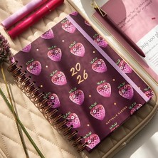 2026 A5 Spiralli Renkli Haftalık Ajanda 12 Aylık – Motivasyon Sayfalı Çilek