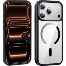 Powerfox Iphone 17 Pro Max  Uyumlu Siyah Kenarları Renkli Magnetik Wirelless Şarj Destekli Lüx Telefon Kılıfı