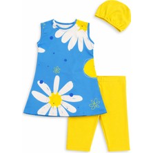 Beniizle Baskılı Kolsuz Kız Çocuk 3'lü Set Mayo