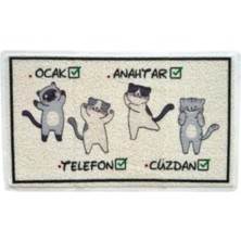 Esonez Unr PAS009 Kedi Desenli Dikdörgen Paspas 45X75