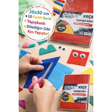 Toyfest 20X30 cm Renkli Keçe 10’lu Set Yapışkanlı & Düz Keçe Kumaş Hobi Okul El Işi Keçesi