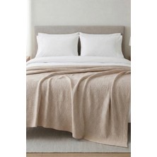 Moya Home %100 Pamuk Dama Desenli Çift Kişilik Pike Bej 200X230