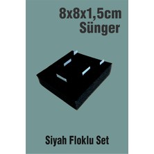 Örün Matbaa 8X8X1,5CM Sünger Takı Kutusu Süngeri 24 Adet Siyah Flok Kaplı