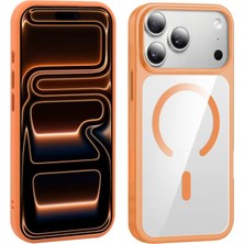 Powerfox Iphone 17 Pro Max Uyumlu Turuncu Kenarları Renkli Magnetik Wirelless Şarj Destekli Lüx Telefon Kılıfı