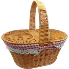 MiraLive Yuvarlak Kapaklı Hasır Piknik Sepeti