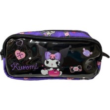 GENC DIJITAL BASKI Kuromi Parlak Desenli Okul Kalem Kutusu Çift Bölmeli Çocuk Bez Kalem Çantası 1184584