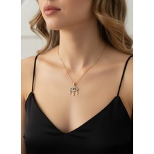 Gistoria Zirkon Taşlı Kirpik Detaylı Çelik Kolye