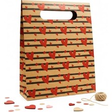 24X30 Kalp Harmanı Zarf Model Karton Çanta, Hediye Kutusu