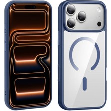 Powerfox Iphone 17 Pro Max Uyumlu Abis Mavi Kenarları Renkli Magnetik Wirelless Şarj Destekli Lüx Telefon Kılıfı