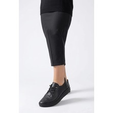 Ayakkabı Fuarı Elit 26YSLNVT04C Kadın Hakiki Deri Espadril Siyah