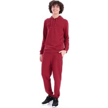 Piero Perla Gofre Baskı Logolu Regular Fit Kapüşonlu Erkek Kırmızı Hoodie