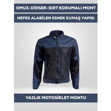 Revertech Lacivert Yazlık Fileli Motosiklet Montu Ce Korumalı Nefes Alan Hafif Mont