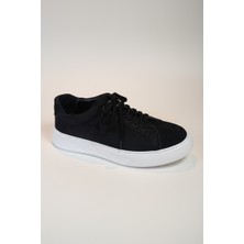 Modayak Ata M450 Siyah Nubuk Hakiki Deri Poli Beyaz Taban Bağcıklı Erkek Ayakkabı