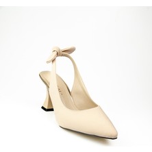 Kırcalı 9002 Ten Cilt Arka Fiyonklu Topuklu Abiye Kadın Ayakkabı