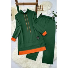 Modamorfo Turuncu Detaylı Iki Ip Penye Ikili Takım   -Zümrüt