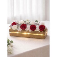 Bohem Masa Dekoru Yapay Çiçek Arajmanı LED Işıklı