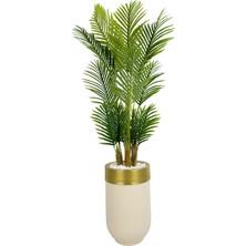 Biçiçek Areka Palmiyesi 160CM Krem Gold Metal Darbuka Saksıda