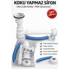 Pdk Premium Lavabo Sifonu | Koku Yapmaz Sistem | Krom Süzgeç | Körüklü Hortum + Kada Conta Hediyeli | Kolay Montaj