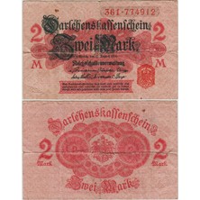 Banknoting Almanya 2 Mark 1914 Temiz.