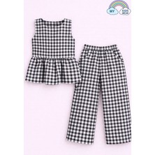My Kids Wear Kız Çocuk Pötikareli Peplum Bluz ve Pantolon Takımı 12693