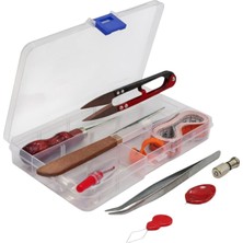 Albertos 12 Parça Dikiş Seti Saklama Kutulu Makas Mezura Cımbız Iplik Sökücü Iplik Takma Aparatı