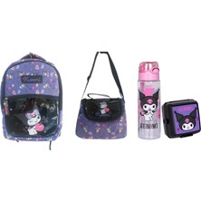 GENC DIJITAL BASKI Kuromi Okul Çantası 2024 Yeni Model (4 Parça Set)