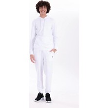 Piero Perla Gofre Baskı Logolu Regular Fit Kapüşonlu Erkek Beyaz Hoodie