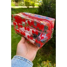 Kiraz Desenli Makyaj Çantası