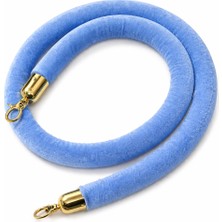 Turkuaz /mavi Protokol Bariyer Halatı 150CM Ithal Kancalı Kadife (Kanca Ucu Sarı Renk)