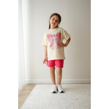 Miviko Kız Çocuk  Şortlu Takım Alt Ust Set Yuzde Yuz  Pamuklu  Tam Kalıp Full Esnek Süper Kalite