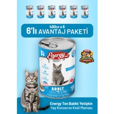 Cat food energy Ton Balıklı Yetişkin Yaş Kedi Maması 400 G - 6 Adet