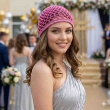 Happy Handmade Gümüş Simli Abiye Pamuklu Kroşe Bere/viral Şapka/yazlık File Şapka/file/abiye/mezuniyet/hediyelik