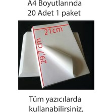 Tüm Yazıcılar ile Uyumlu Kuvvetli Yapışkanlı A4 Yapışkanlı Etiket Kağıdı, 21X29.7 Cm, 160 Gr, 20 Yaprak, 1.hamur Etiket, Sticker, Beyaz