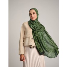 AYSHARA Yalaz Zebra Damask Desenli Çift Taraflı Şal - Zümrüt Yeşil